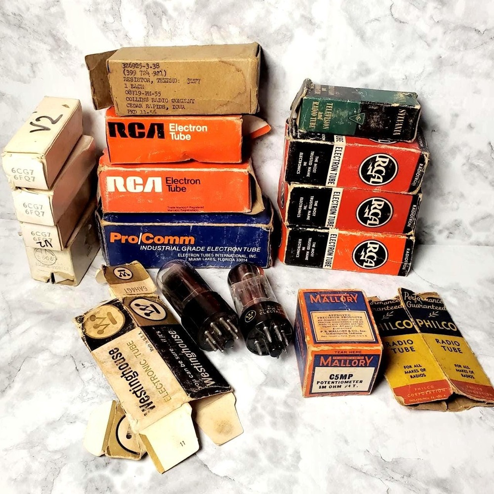 Vintage NOS Vacuum Tube Lot ProComm 6MJ6 6V6GTA 25CD6GB 12BY7 6AH4GT Mallory